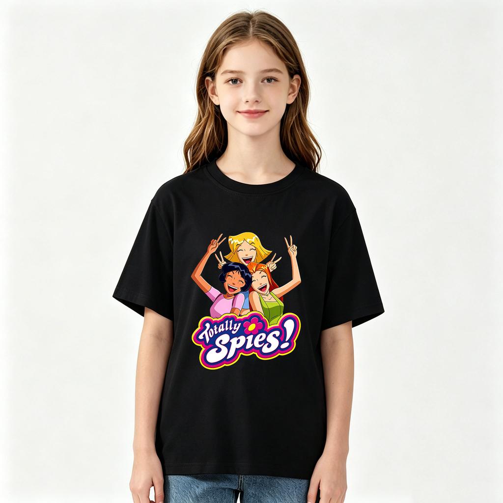 Totally Spies Cartoon Print Children's T-shirt 100%Cotton Tees Streetwear Boys Girls Short Sleeve Casual Kids Top Summer Toddler