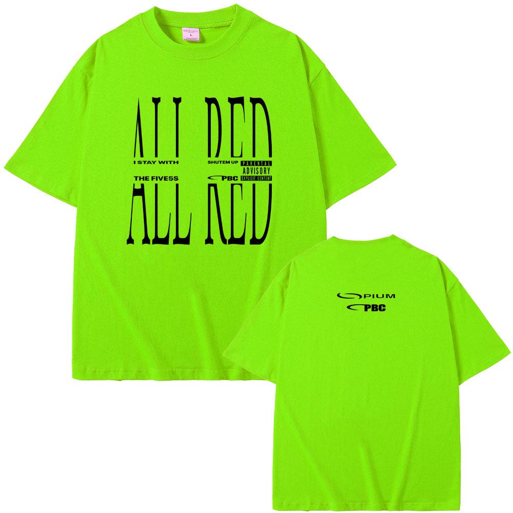 Raper Playboi Carti Opium T-shirt CAŁY CZERWONY Graficzny T-shirt z albumu Męski Damski Moda Hip Hop Fajny T-shirt Męskie Oversize T-shirty