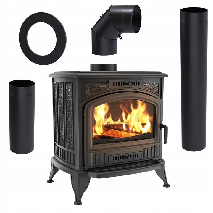 Wood Burning Cast Iron Stove KRATKI K6 Ø 130 8 kW with Accessories