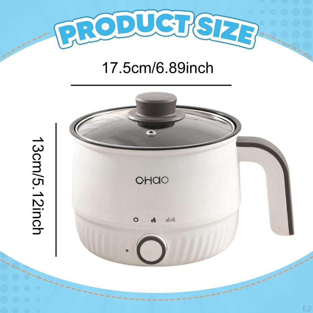 Electric Pot Cooking Nonstick Portable Mini Ramen Cooker Multipurpose for Oatmeal, Rice,