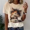 Ladies Fashionable Comfortable Printed Animal T-shirt Interesting Patterns Loose Breathable Large Size Short Sleeved T-shirt