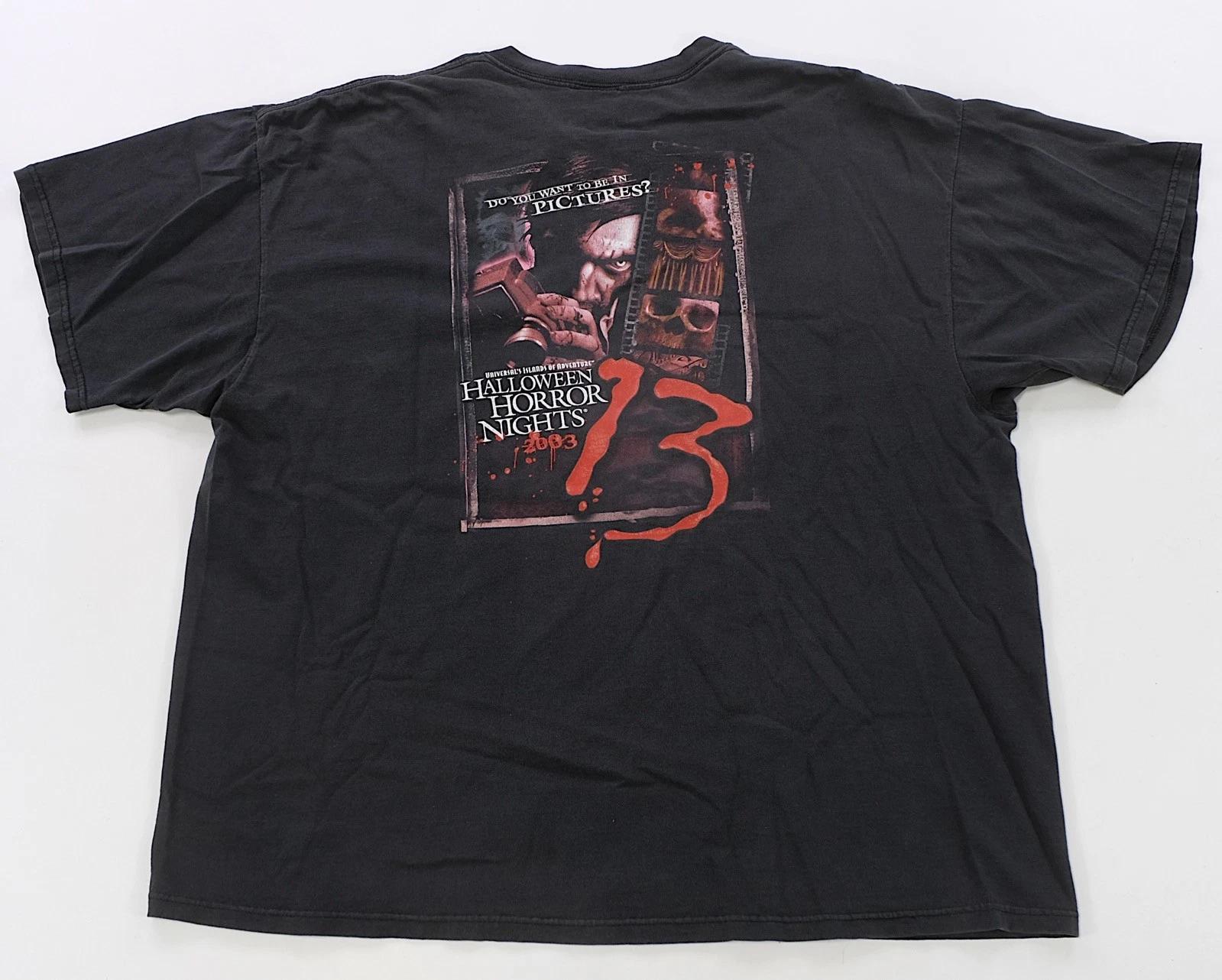 Rare Vintage UNIVERSAL STUDIOS Halloween Horror Nights 13 2003 T Shirt 2000s 2XL S