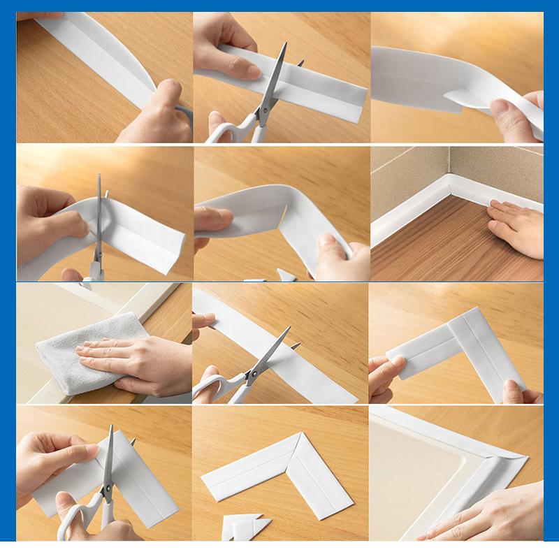 1PC 1m/39.37inch Self Adhesive Edge Caulk Tape Kitchen Countertop Sink Waterproof Oil Mildew Proof Corner Sealant Sealing Strip