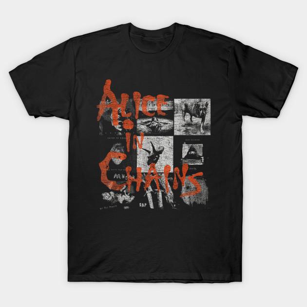 

Men Black Print T-shirt Alice In Chains No-Cut Transfer Paper Print Cotton Tshirt 3XL чорний