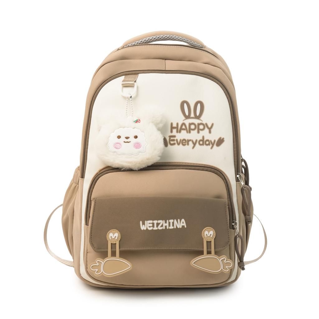 Schoolbag contrasting color small fresh backpack boys and girls large capacity load reduction ridge backpack primary school bag shoulder bag book bag