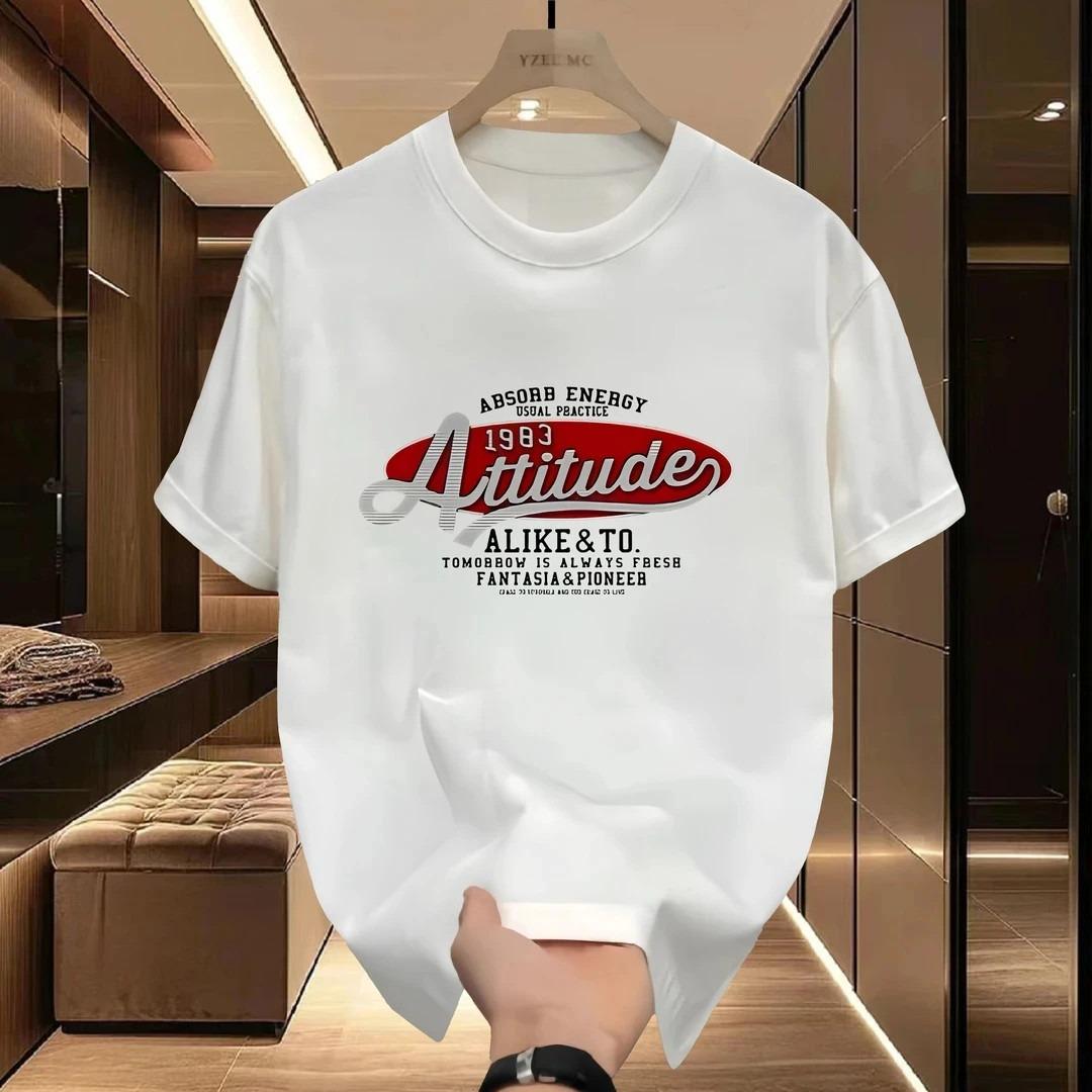 

Americanstyle Highend Shortsleeved Tshirt for Men Trendy Brand European Style Roundneck Casual Summer Pure Cotton 4XL