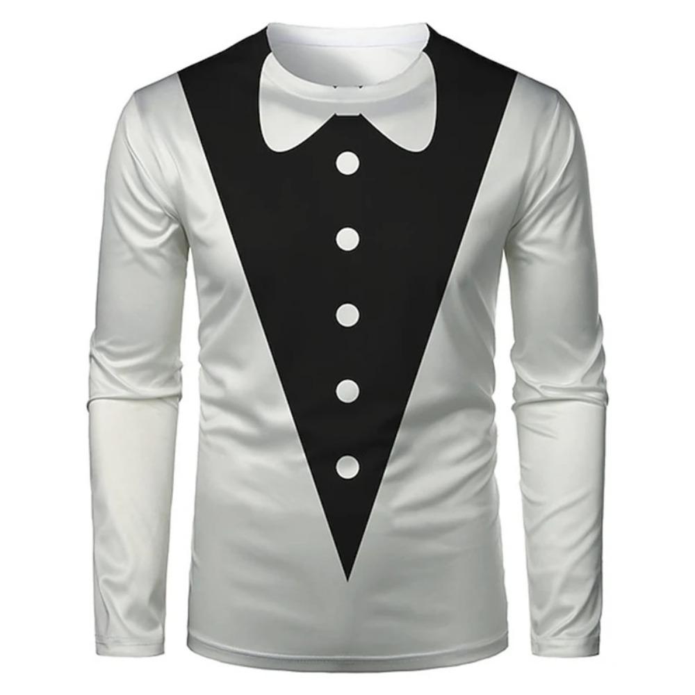 

Реалистичный костюм 3D-принт мужская повседневная и модная футболка с круглым вырезом и длинным рукавом XL