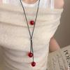 Einziehbare Rote Kirsch-Anhänger Halskette - Elegante Vielseitige Lange Pulloverkette Choker für Damen