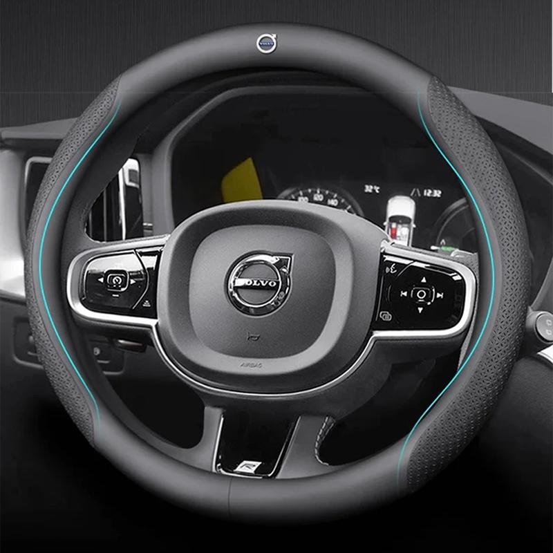 Pro Volvo XC60 XC70 XC90 S60 S80 S90 V40 V50 V60 V90 38cm Potah volantu z uhlíkových vláken a protiskluzové kůže Příslušenství
