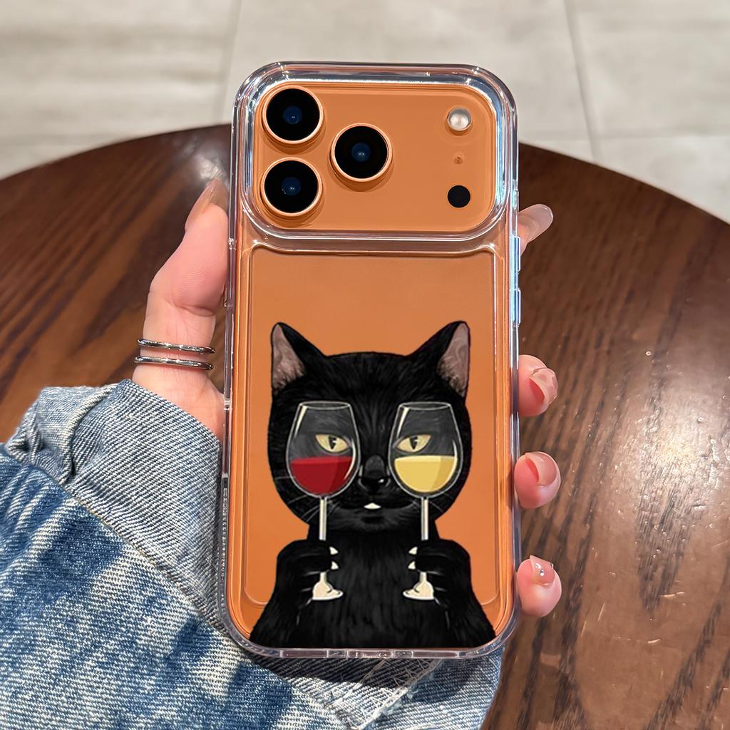 Cool Cat Transparent Case For iPhone 16 Pro 15 14 13 12 11 17 Pro Max 7 8 Plus XS 16E Silicone Shockproof Clear Soft Cases Cover
