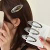 Vintage Hollowed Out Pattern Hair Clips for Women Girls Y2K Silver Color Geometric Oval Snap Hairclips Punk Metal Side Hairpin