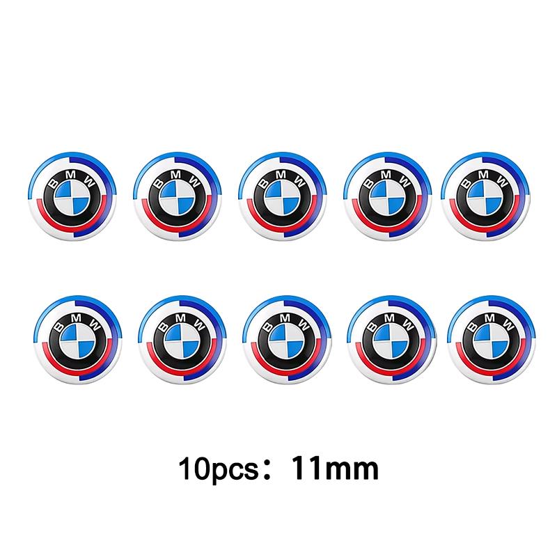 BBKP7 11mm 14mm 5/10pcs Car Remote Key Emblem Sticker For BMW 50th Anniversary M Power I3 G08 F15 F16 G20 E34 F94 F95 G30 G11 G12 E36