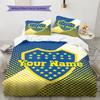 Boca Juniors Custom Name Pattern Bedding Quilt Set Quilt Cover Pillowcase Home Birthday Gift(1 * Duvet Cover + 2 * Pillowcase, Without Core)