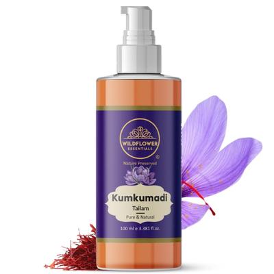 Wildflower Essentials Kumkumadi Tailam (Öl) Schönheitsöl für Akne, Pickel, Mitesser, Flecken, lässt die Haut strahlen, Hautaufhellung 100ml