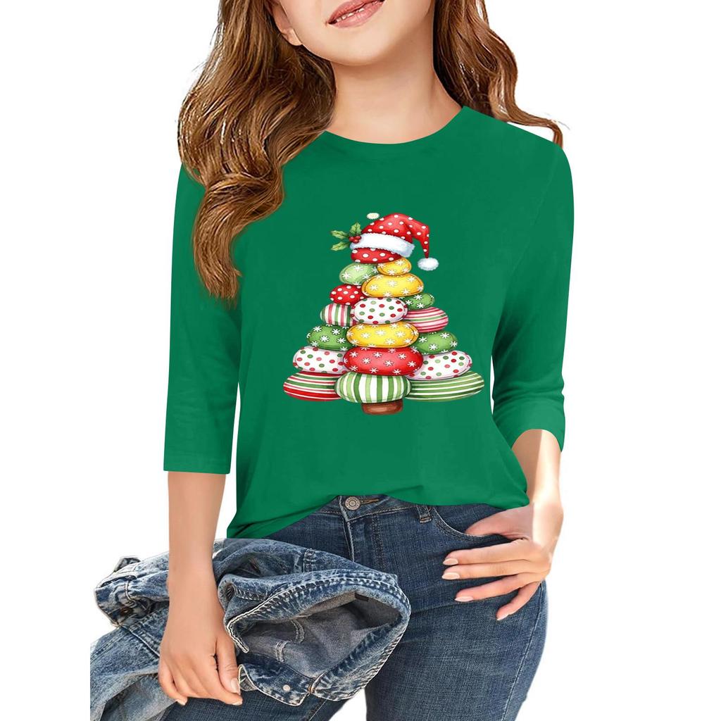 Tricou casual cu mâneci 3/4 pentru copii, cu gât rotund și imprimeu pentru Ziua Independenței