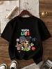 T-shirt Grafica Toca Life World per Bambine Bianca Rosa Manica Corta T-shirt Moda Top per Bambini Cotone Estate Casual Girocollo Maglietta