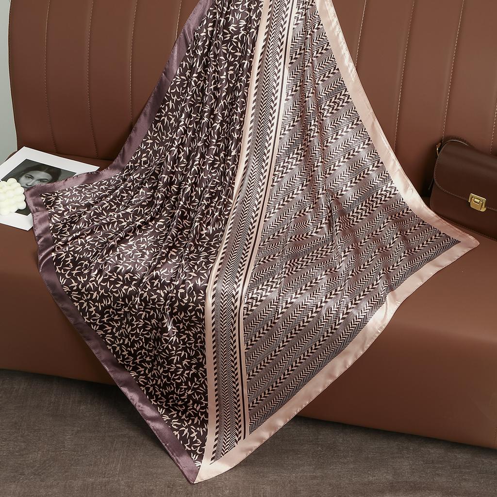 90*90Cm Printed Square Scarf Women Silk Feeling Satin Wraps Line Foulard Headband Luxury Designers Scarf Silk Bandana Hair Wrap