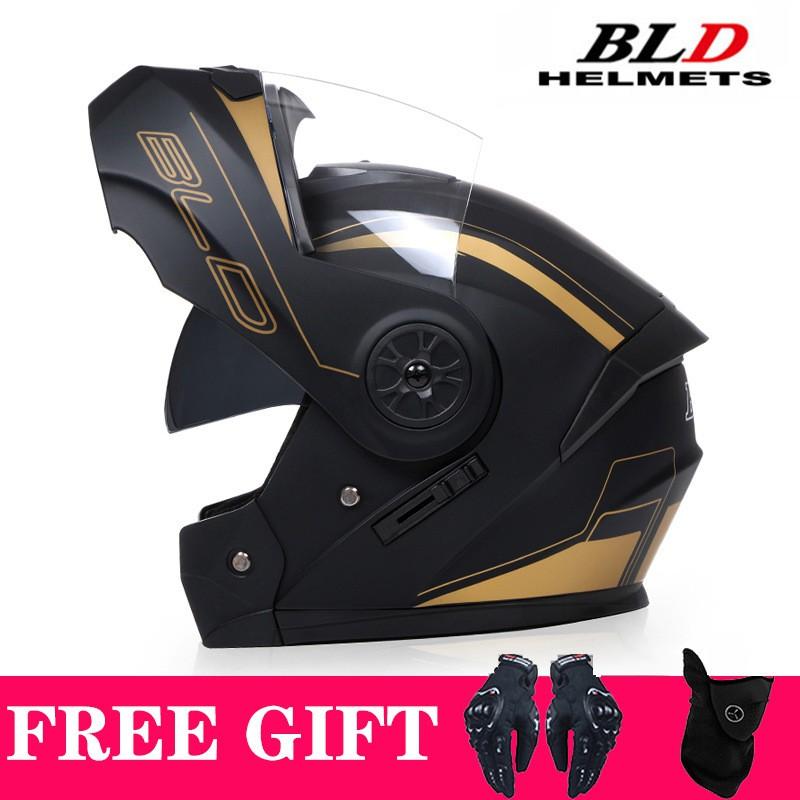 Full Face Motorcycle Helmet With Dual Visors Flip-Up Design Scooter E-Bike Riders