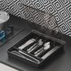 Transparent Multi-Grid Kitchen Storage Box with Lid: Organizer for Chopsticks & Cutlery