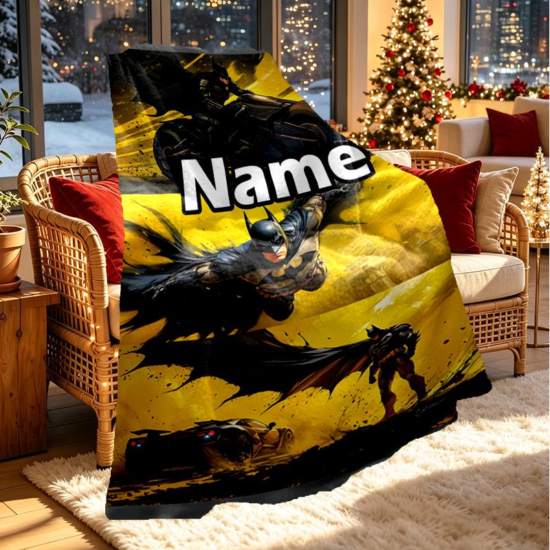 Custom Name Personalized Batman Print Blanket, Home Decor, Bedroom, Sofa, Camping, Couch, Gifts for Birthday Christmas