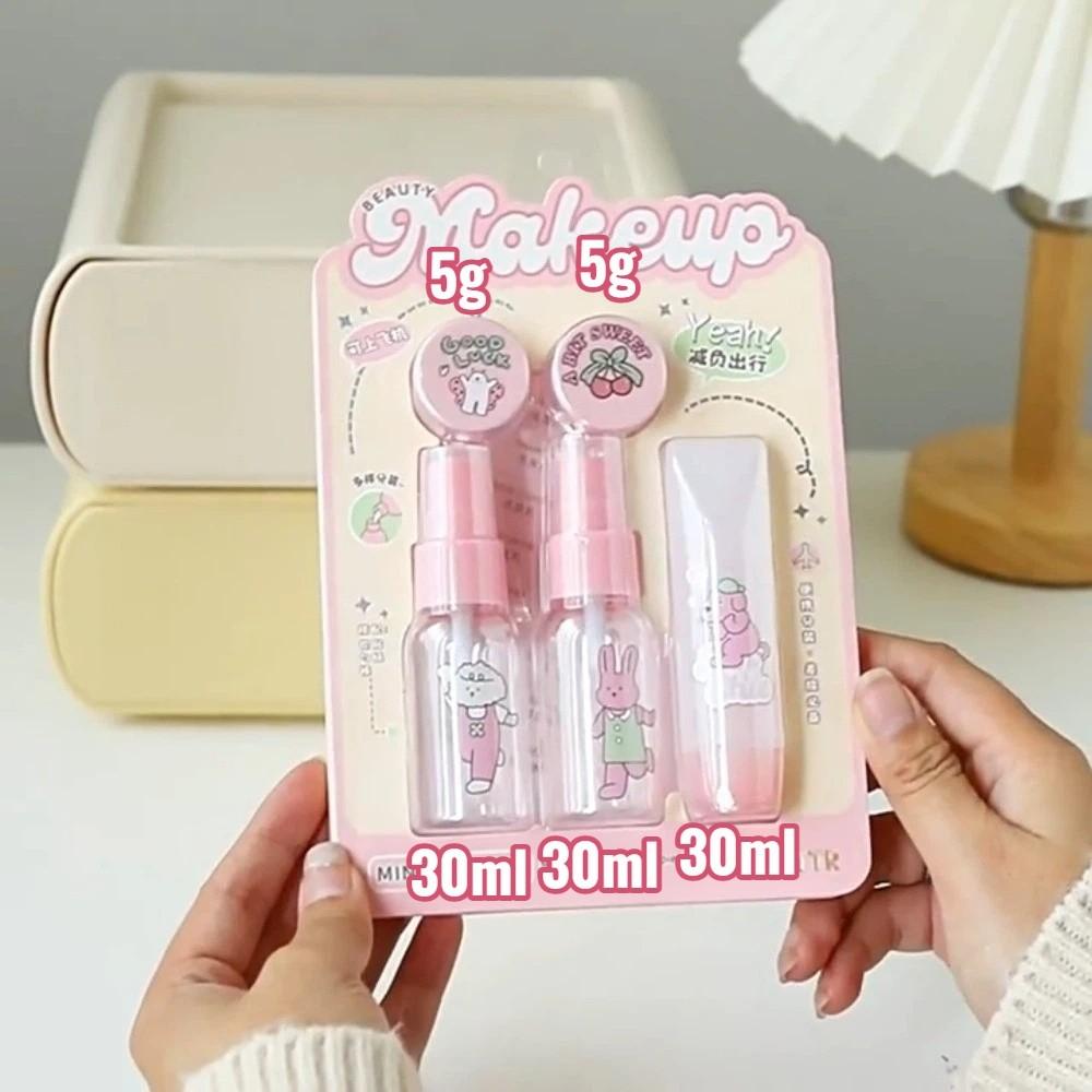 

Portable Skincare Makeup Dispensing Bottles Cartoon Squeeze Bottle Spray Bottle Traveling Use Pink 90ml 10g
