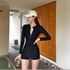 Swimsuit Women's 1011 New Summer High-end Women's Conservative Long-sleeved Boxers Jumpsuit Internet Celebrity Style Thin Swimsuit