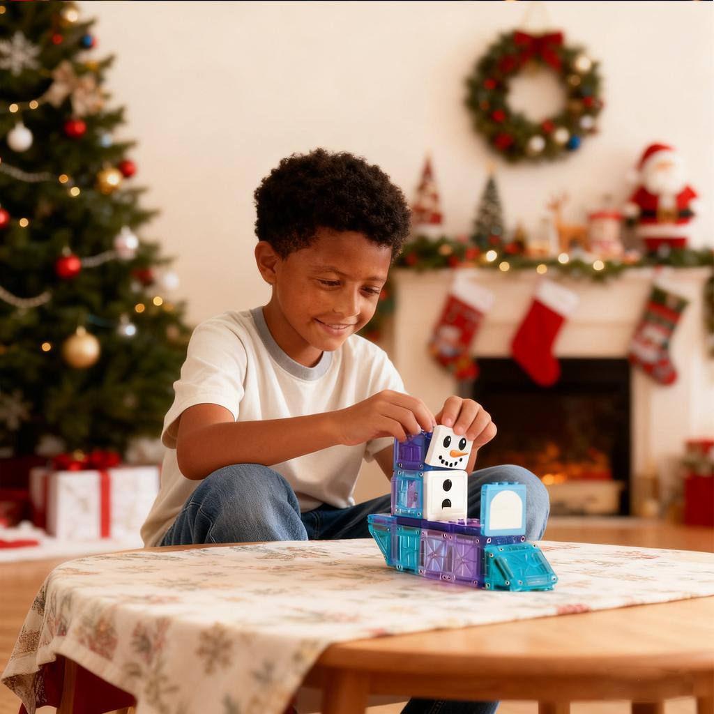 26 Winter  Magnetic Sheet Toys, Christmas Snowman Snowflake Building Block Portable Toys
