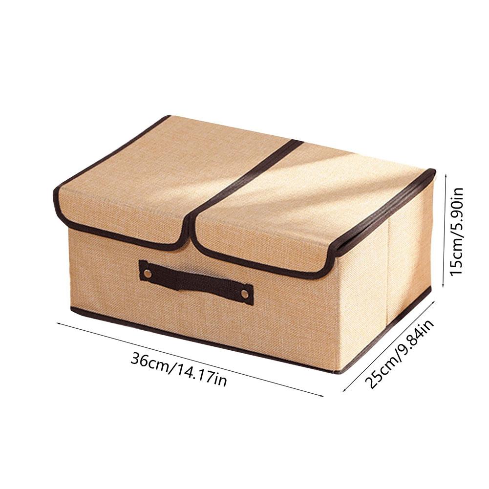 Non Woven Fabric Foldable Storage Box Large Double Lid With Cover Organizer Underwear Miscellaneous Items Bedroom Arrangement