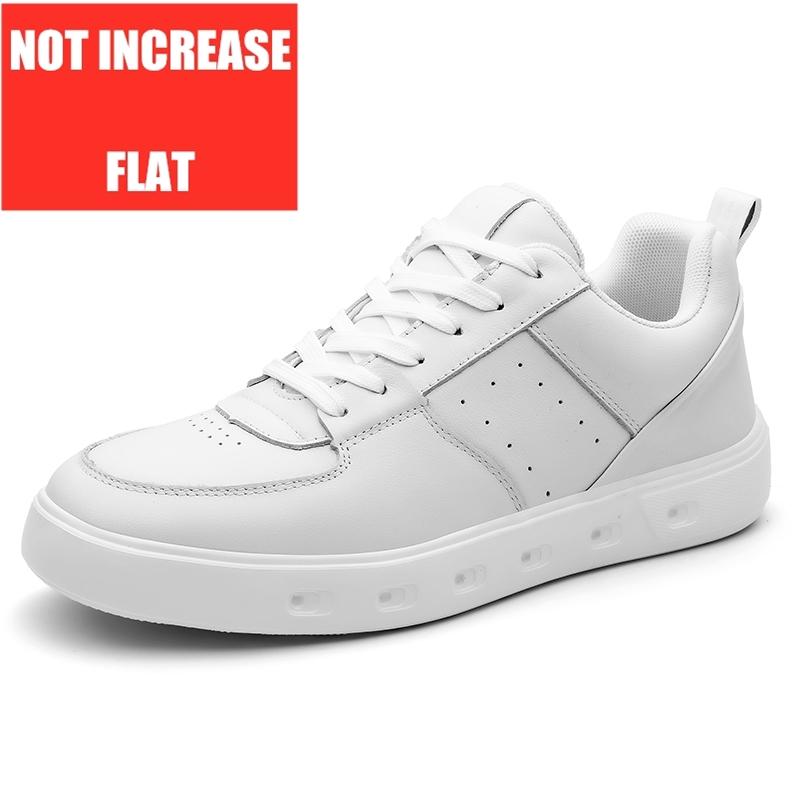 Men's Cow Leather Casual Height Increasing Sneakers Flat/5CM Elevator Shoes Breathable Comfortable Fashion Lift Footwear