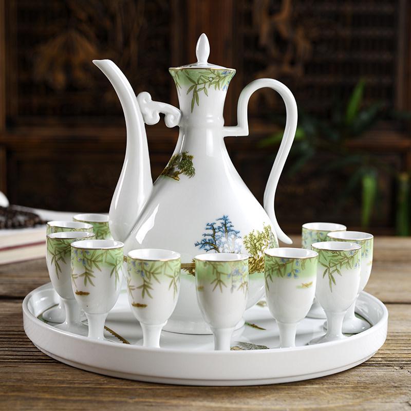 Baijiu Decanter & Ceramic Wine Glass Set with Gift Box