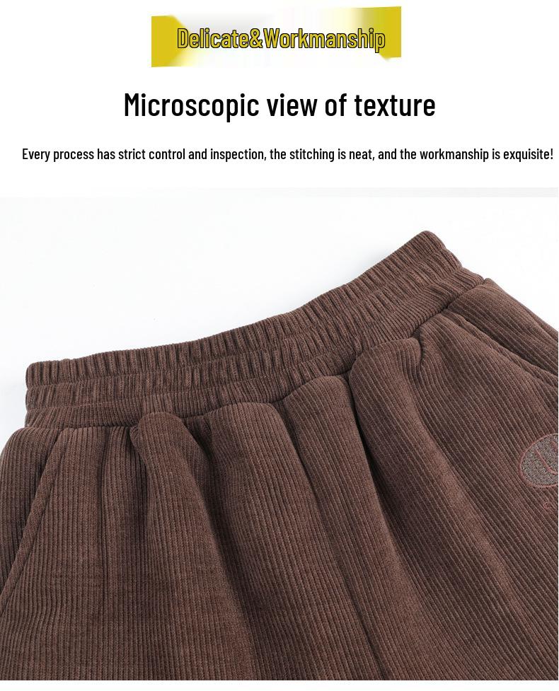 Plus Size Winter Velvet Pants for Middle-Aged Women - Warm, Loose, Casual Fit