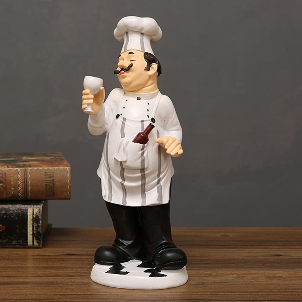 Detailed Cook Sculpture Home Decoration Piece Funny Chefs Resin Statue Miniature For Kitchen Countertops And Shelf Decors