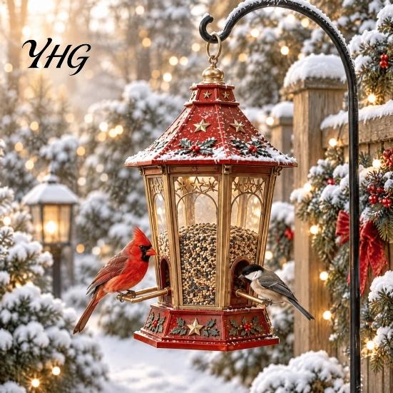 Christmas Yard Ornament for Wild Birds Snowman Hanging Bird Feeder, Resin Decorative Weatherproof Feeder Garden Patio Balcony, Gift Lovers Cute