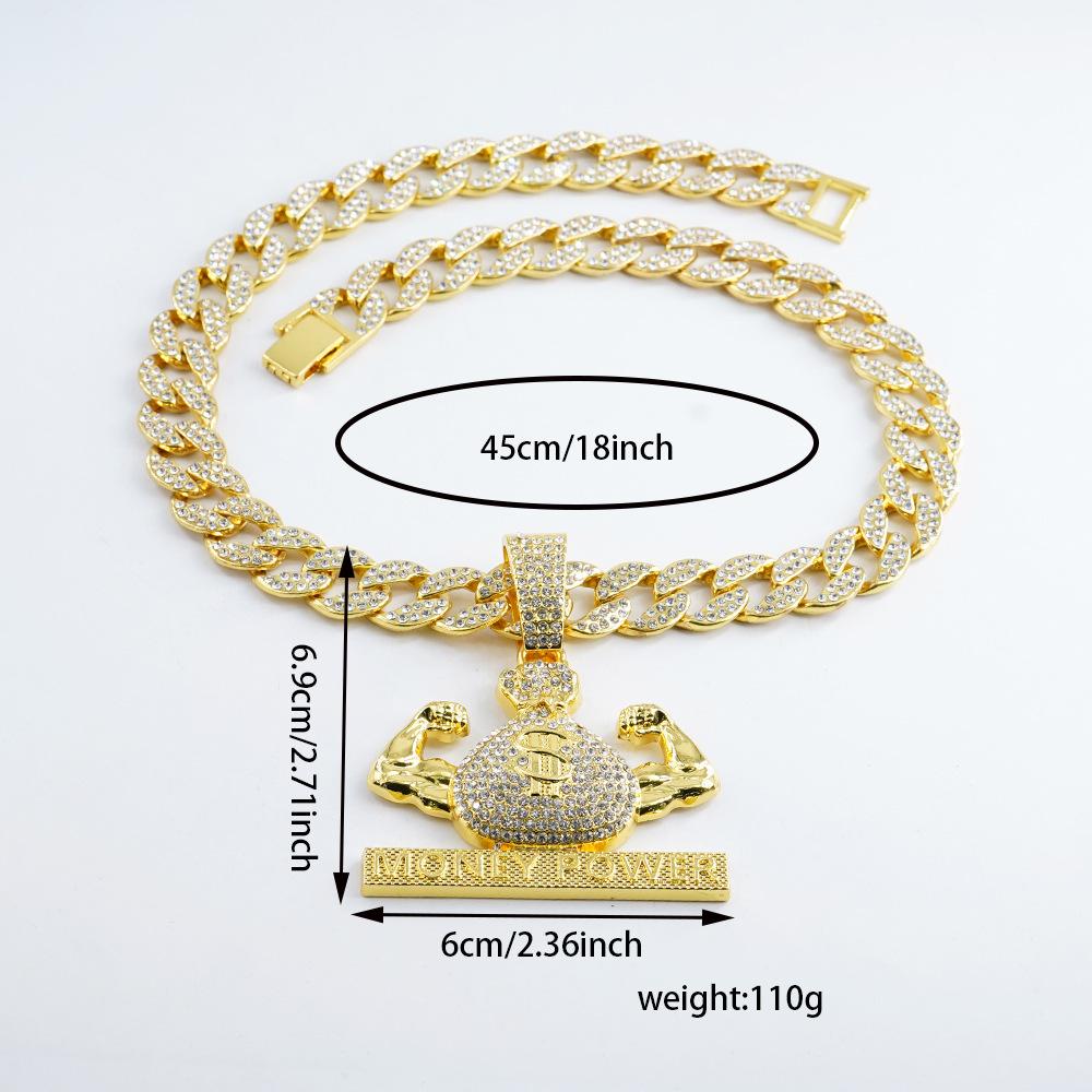 Dollar $Symbol Muscle Money Bag Pendant Money Power Hip Hop Necklace Men'S Accessories