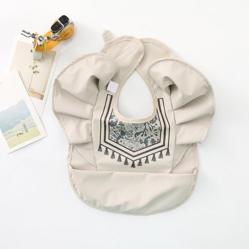 Niedliches Lätzchen in Form einer fliegenden Ärmel mit wasserdichter Schicht, verstellbares Spucktuch für Baby 6-36 Monate