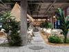 Live Broadcast Luxurious Outdoor Café with Green Artificial Turf