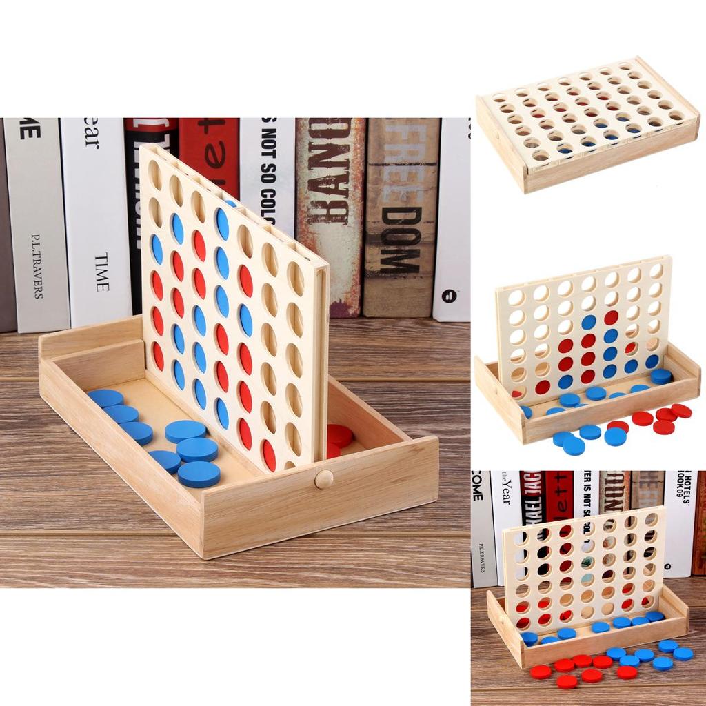 Wooden 4 Chess Connected Line Game Board Children Puzzle Toy For Brain Development