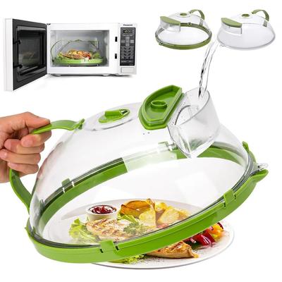 Couvercle pour micro-ondes pour aliments, couvercle transparent anti-éclaboussures pour micro-ondes avec cuiseur à eau et poignée, couvercles d'assiettes de 10 pouces, Gadgets de cuisine