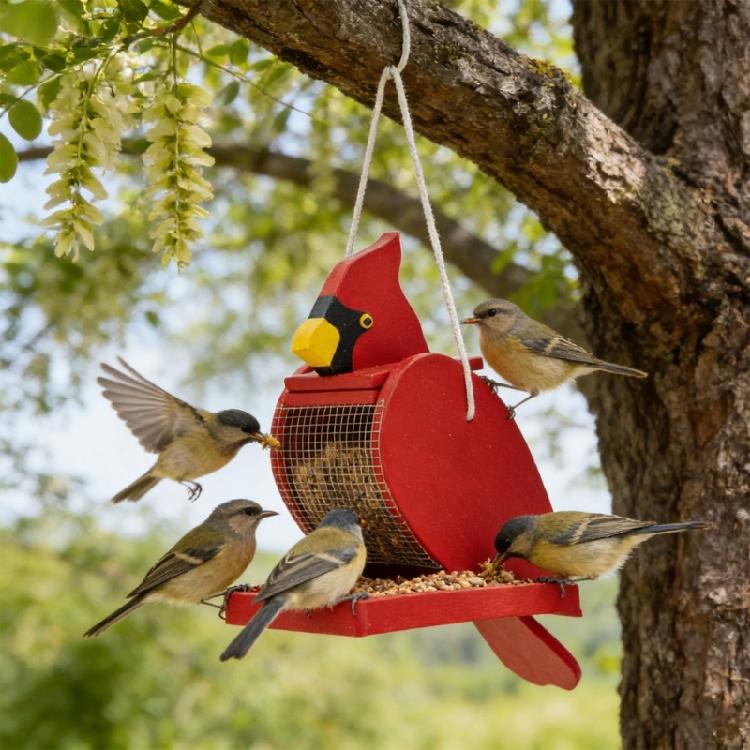 Organic Wood Wild Bird supplier daubed Red Climate Proof Build Suitable For Yard Or deck arrange