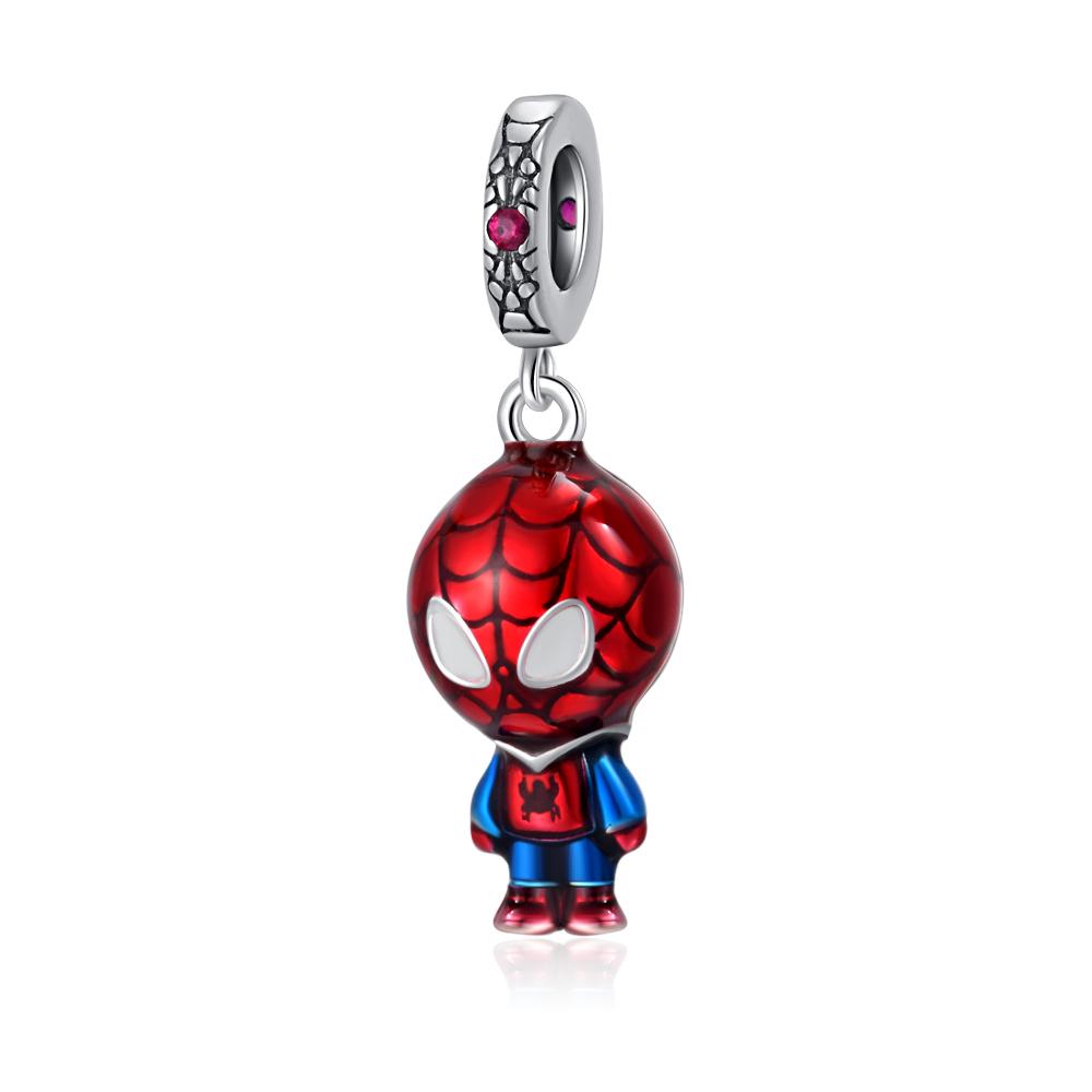 Marvel Series Hanging Spiderman Charm Bead Fit Original Bracelet Keychain Womencopper Pendant Beads Diy Jewelry Gift