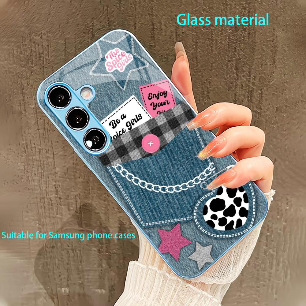Pocket fabric pattern PhoneCase for Samsung Galaxy S26 S25 S24 S23 S22 FE Ultra Plus Built-in glass feel bare machine Men women