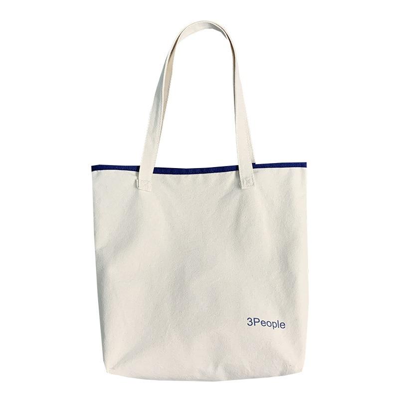 Letter Casual Canvas Shoulder Zipper Shopping Bag