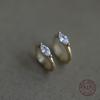 Orecchini Geometrici in Argento Sterling 925 Placcato Oro 14K con Zirconi per Donna Semplici Eleganti Raffinati Accessori per Orecchie