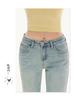 Women's Light Blue Micro-Flared Low-Waist Jeans: New for Spring & Autumn 2025, Slim Fit, Elastic, Spicy Girl Style