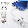 Lightning To Ethernet Adapter 2 In 1 Lightning To Rj45 Lan Network Adapter with Charging Port for Iphone Ipad Network Converter
