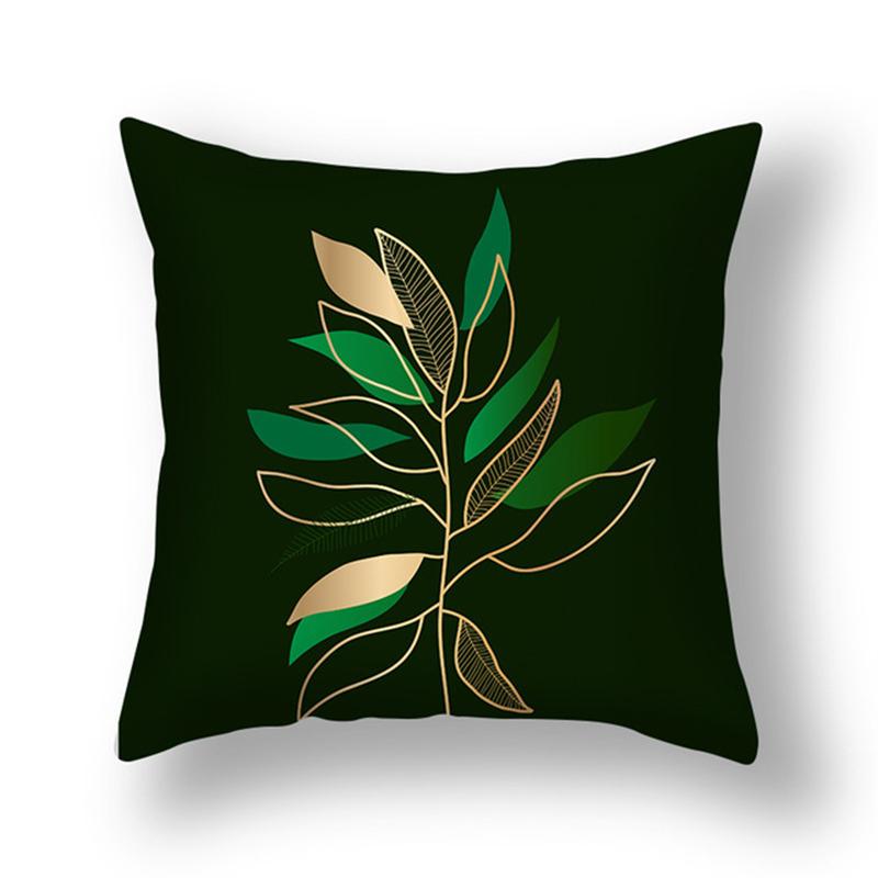Modern Light Luxury Pillowcase Black Gold Leaf Abstract Plant Sofa Bedside Cushion Cover 45x45cm Car Home Decoration Pillowcase