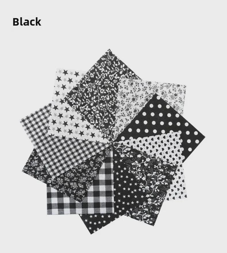 100-Color Patchwork Cloth Set: Floral, Plaid & Polka Dot Plain Weave Cotton for DIY Crafting