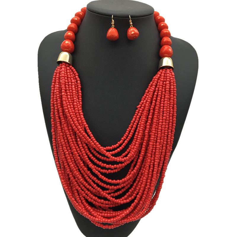 Bohemian Multi-layer Ethnic Seed Bead Necklace Set
