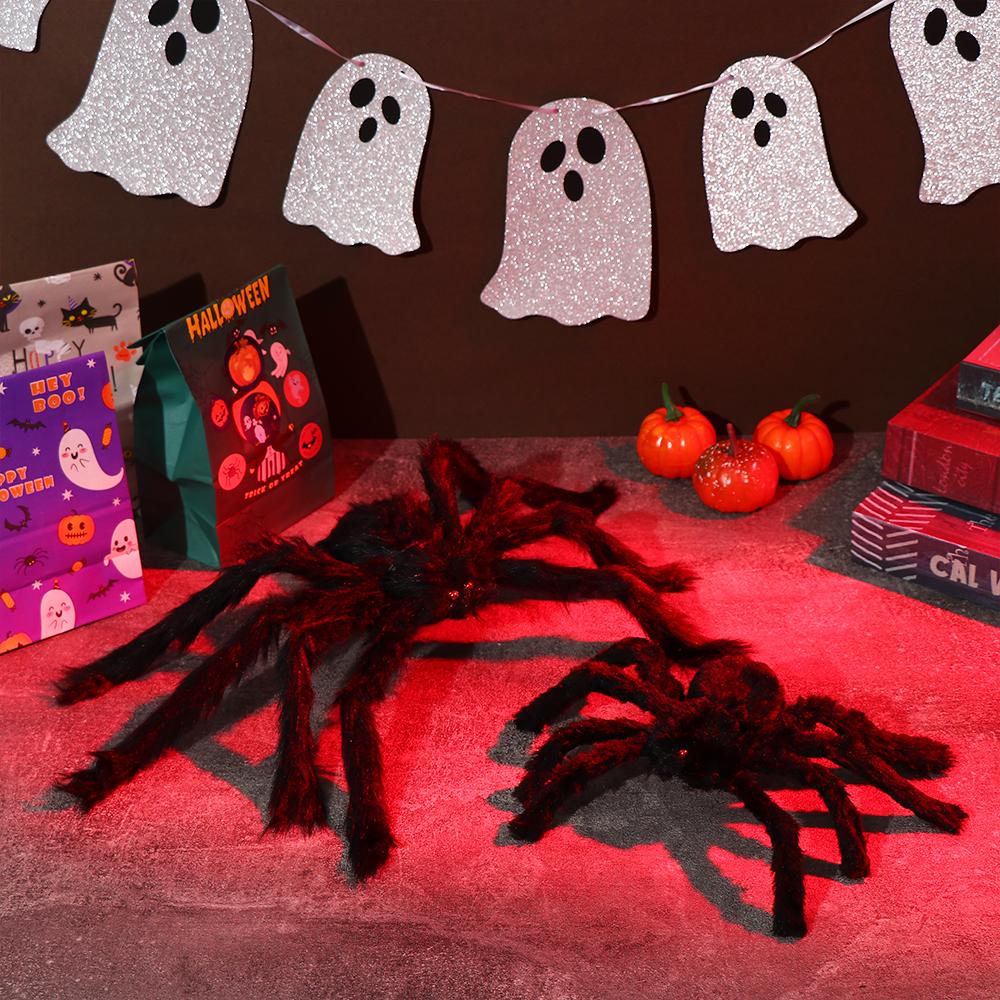 

Horror Atmosphere Prank Props Bar Ornament Black Plush Spider Halloween Decoration Haunted House 30cm