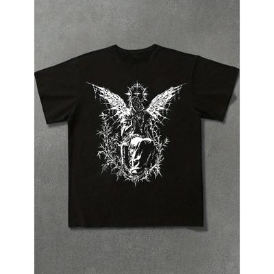 Amerikanisches Hip Hop Street Dark Gothic Engel Muster T-Shirt Unisex T-Shirt Sommer Neu Unisex und Damen Lässig Y2K T-Shirt